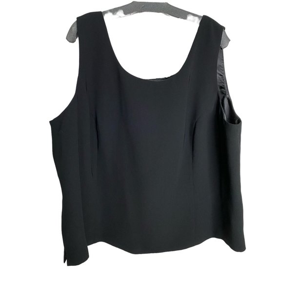 Kasper Womens Black Elegant Sleeveless Lined Crepe Side Zip Top Size 24W - Picture 1 of 8